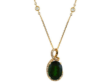 EFFY 14K YELLOW GOLD ,CHROME DIOPSIDE PENDANT