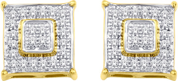 10KT White Gold 0.15 Carat Square Earrings-0135141-WG