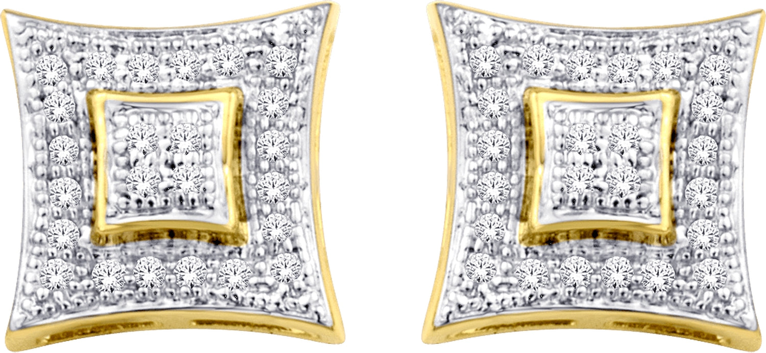 10KT White Gold 0.15 Carat Square Earrings-0135241-WG