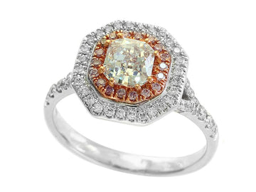 EFFY 18K WIHTE/ROSE GOLD ,WHITE AND PINK DIAMOND RING