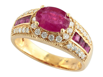 EFFY 14K YELLOW GOLD ,DIA/RUBY RING