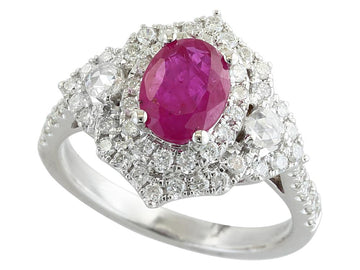 EFFY 18K WHITE GOLD ,DIA/RUBY RING