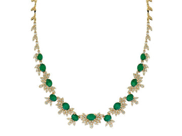 EFFY 14K YELLOW GOLD DIAMOND,NATURAL EMERALD NECKLACE