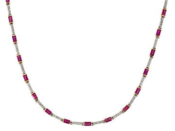 EFFY 14K YELLOW GOLD DIAMOND,NATURAL RUBY NECKLACE