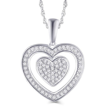 10KT White Gold 0.20 Carat Inn Heart Pendant-0826976-WG