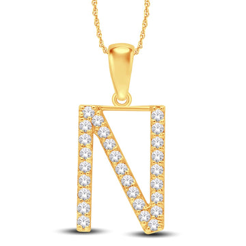 10KT All Yellow Gold 0.27 Carat Initial (N) Pendant-0825443-ALY