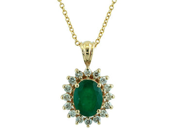 EFFY 14K YELLOW GOLD DIAMOND,NATURAL EMERALD PENDANT