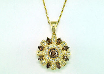 EFFY 14K YELLOW GOLD DIAMOND,ESPRESSO DIAMOND, PENDANT