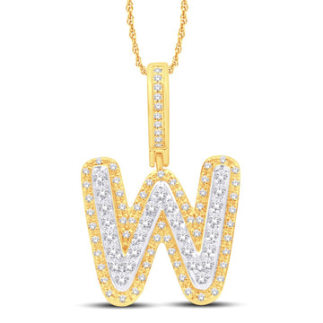 10KT Two-Tone (Yellow and White) Gold 0.33 Carat Initial (W) Hiphop-1026162-YW