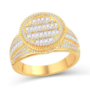 10KT All Yellow Gold 1.25 Carat Classic Milgrain Round Mens Ring-0325765-ALY