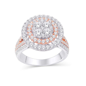 10KT Two-Tone (White and Rose) Gold 2.05 Carat Round Ladies Ring-0225767-WR