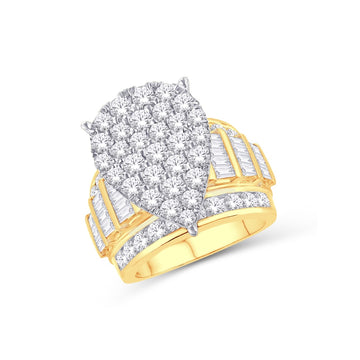 10KT White Gold 4.00 Carat Round and Baguette Diamond Pear Cinderella Ring-0226175-WG