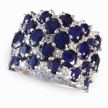 Effy 14K White Gold Diamond,Natural Sapphire Ring