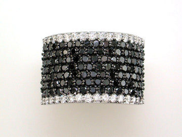 EFFY 14K WHITE GOLD DIAMOND,BLACK DIAMOND, RING