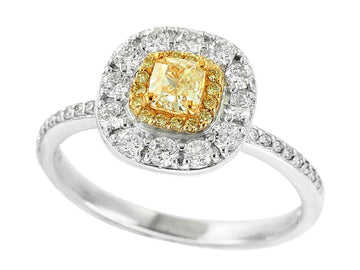 EFFY 18K WHITE and YELLOW GOLD DIAMOND,NATURAL YELLOW DIAMOND, RING