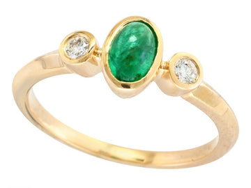 EFFY 14K YELLOW GOLD DIAMOND,NATURAL EMERALD RING