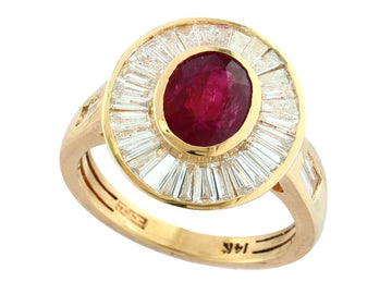 EFFY 14K YELLOW GOLD DIAMOND,NATURAL RUBY RING