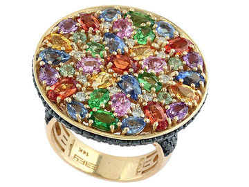 EFFY 14K YELLOW GOLD DIAMOND,BLACK DIAMOND,NATURAL CEYLON SAPPHIRE,GREEN SAPPHIRE,ORANGE SAPPHIRE,PINK SAPPHIRE,PURPLE SAPPHIRE,TSAVORITE,YELLOW SAPPHIRE RING