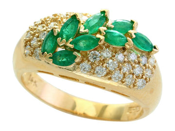 EFFY 14K YELLOW GOLD DIAMOND,NATURAL EMERALD RING