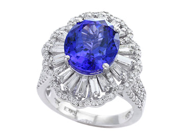 EFFY 18K WHITE GOLD DIAMOND,TANZANITE RING