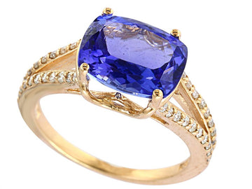 EFFY 14K YELLOW GOLD DIAMOND,TANZANITE RING