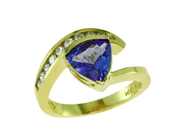 EFFY 14K YELLOW GOLD DIAMOND,TANZANITE RING