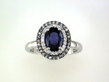 EFFY 14K WHITE GOLD DIAMOND,NATURAL SAPPHIRE RING