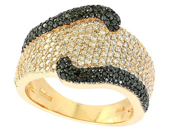 EFFY 14K YELLOW GOLD DIAMOND,BLACK DIAMOND, RING