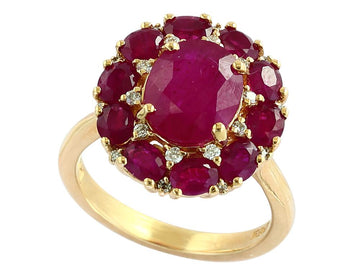 EFFY 14K YELLOW GOLD DIAMOND,NATURAL RUBY RING