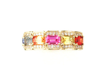 EFFY 14K YELLOW GOLD DIAMOND,NATURAL CEYLON SAPPHIRE,GREEN SAPPHIRE,RED SAPPHIRE,ORANGE SAPPHIRE,PINK SAPPHIRE,YELLOW SAPPHIRE RING