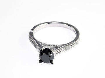 EFFY 14K WHITE GOLD DIAMOND,BLACK DIAMOND, RING