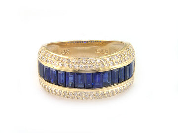 EFFY 14K YELLOW GOLD DIAMOND,NATURAL SAPPHIRE RING