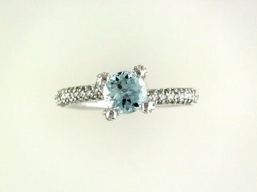 EFFY 14K WHITE GOLD DIAMOND,AQUAMARINE RING