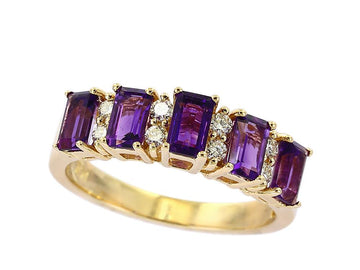 EFFY 14K YELLOW GOLD DIAMOND,AMETHYST RING