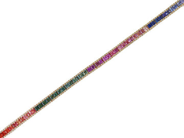 EFFY 14K YELLOW GOLD DIAMOND,MULTI SAPPHIRES BRACELET