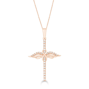 10KT Rose Gold 0.33 Carat Angel Cross Pendant-0832179-YG