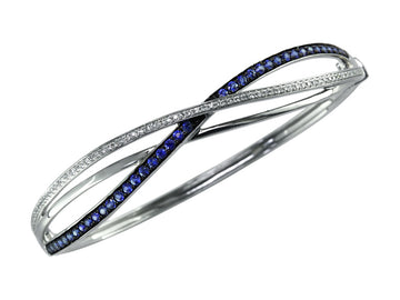 EFFY 14K WHITE GOLD DIAMOND,NATURAL SAPPHIRE BANGLE