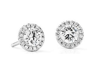 EFFY 14K WHITE GOLD LAB GROWN DIAMOND, EARRINGS (WITH  .40 CT  CENTER SIZE) CENTER SIZE: .40 CT