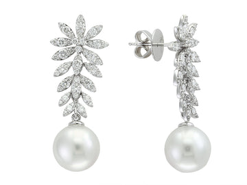 EFFY 18K WHITE GOLD ,PEARL EARRINGS