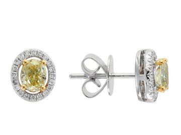 EFFY 18K WHITE and YELLOW GOLD DIAMOND,NATURAL YELLOW DIAMOND, EARRINGS