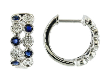 EFFY 925 SILVER DIAMOND,NATURAL SAPPHIRE EARRINGS