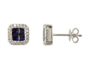 EFFY 14K WHITE GOLD DIAMOND,NATURAL SAPPHIRE EARRINGS