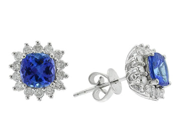 EFFY 14K WHITE GOLD DIAMOND,TANZANITE EARRINGS