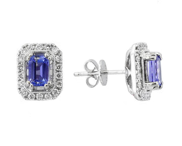 EFFY 14K WHITE GOLD DIAMOND,TANZANITE EARRINGS