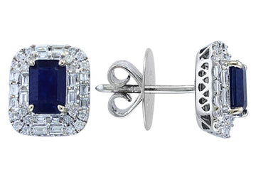 EFFY 14K WHITE GOLD DIAMOND,NATURAL SAPPHIRE EARRINGS