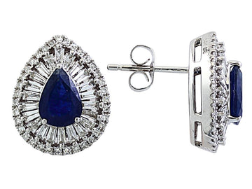 EFFY 14K WHITE GOLD DIAMOND,NATURAL SAPPHIRE EARRINGS