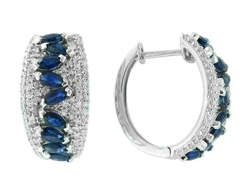 EFFY 14K WHITE GOLD DIAMOND,NATURAL SAPPHIRE EARRINGS