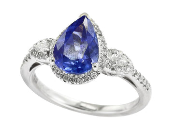 EFFY 14K WHITE GOLD DIAMOND,TANZANITE RING