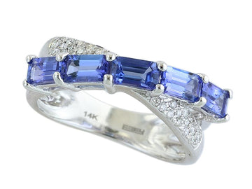 EFFY 14K WHITE GOLD DIAMOND,TANZANITE RING SIZE 10