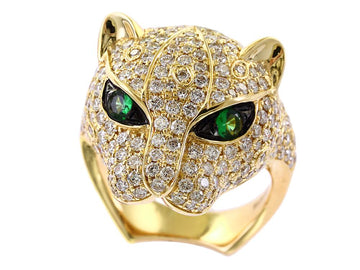 EFFY 14K YELLOW GOLD DIAMOND,TSAVORITE RING